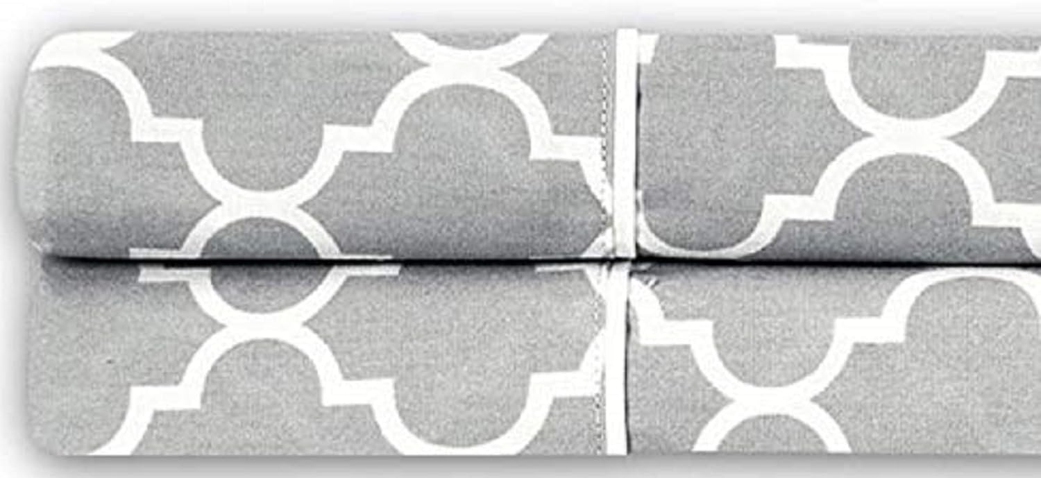 Royal Tradition Meridian – Juego de 2 fundas de almohada de 340 hilos, 100% algodón, tejido satinado, tamaño King, color gris con blanco