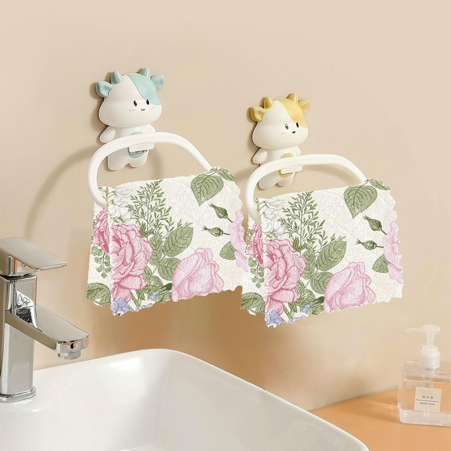 FRODOTGV Blooming Garden Flowers Quality Print Microfiber Dish Towels Quick Dry 6 Pack Microfiber Towel for Restaurant Oven