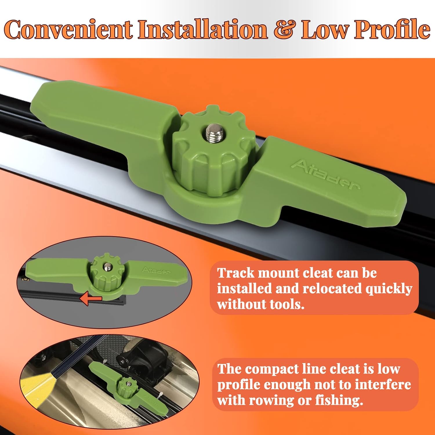 Kayak Cleat Track MountExtended Kayak Rail Cleat for Rail Mount Kayak Accessories, XL Track Mount Line Cleat for Kayak Anchor