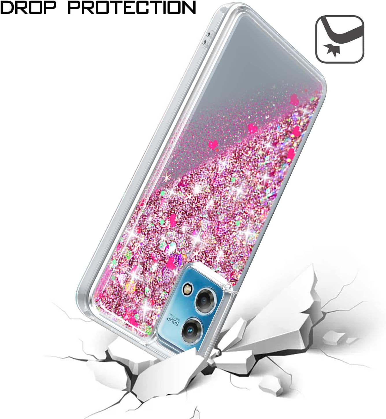 EnCases Funda híbrida para Moto G Stylus 5G 2023 con purpurina líquida, Motorola Moto G Stylus 5G 2023 Quicksand Sparkle para niñas, mujeres y