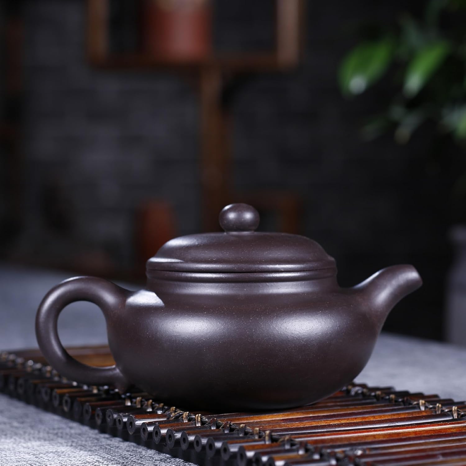 Tetera china de 10 oz cerámica de arcilla Zisha hecha a mano Fanggu Tea Pot Cerámica Barro negro Heijingang Kungfu Hervidor (negro)