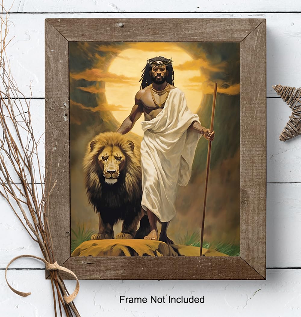 African American Art, Jesus Poster for Black Man – Inspiring Christian Gifts for African Americans, Black Men, Black women – Religious Wall Art –