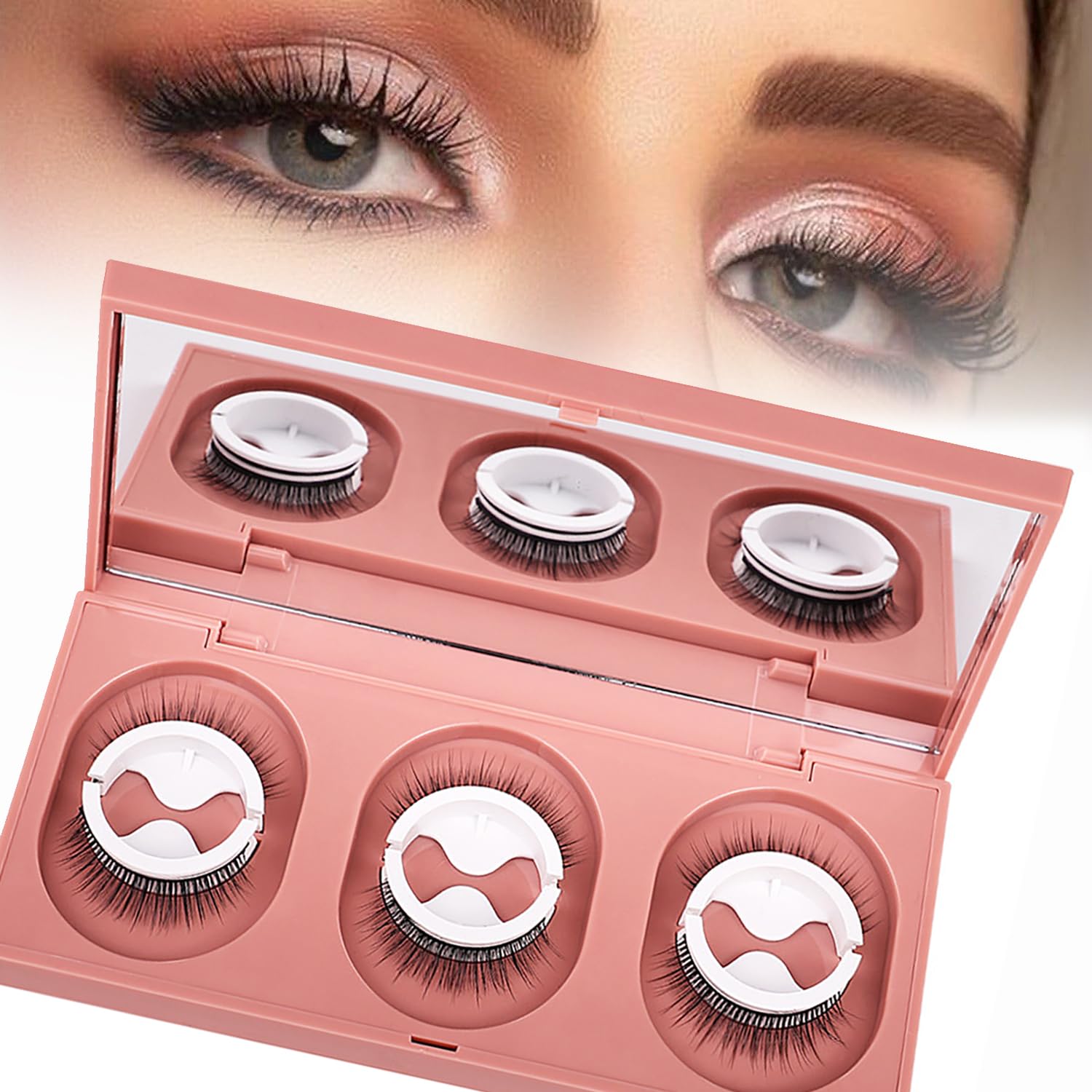 Pestañas autoadhesivas, pestañas postizas impermeables de aspecto natural para maquillaje fácil de poner (W09)