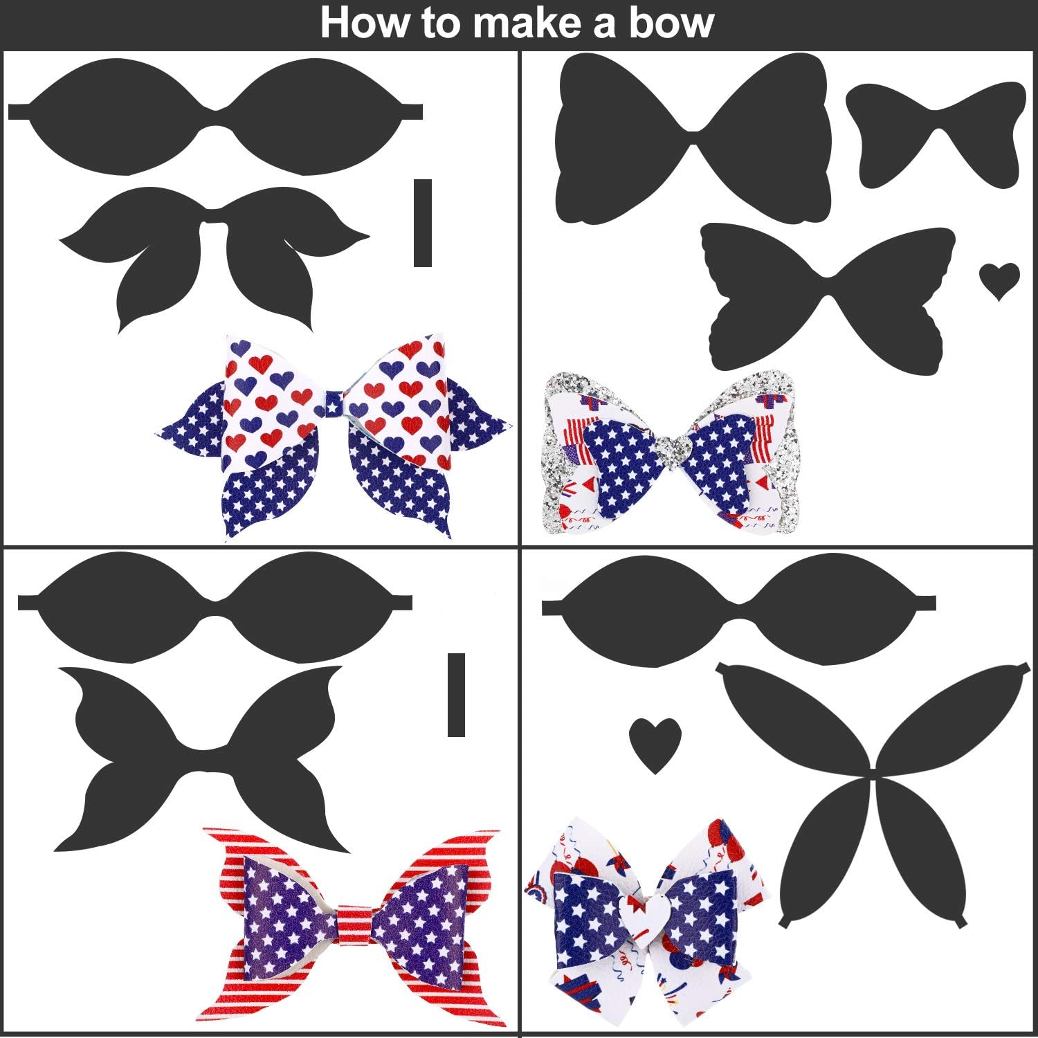 11.8 pulgadas x 7.9 pulgadas de largo, 12 piezas de hojas de cuero sintético con diseño de bandera estadounidense y lentejuelas con purpurina, tela