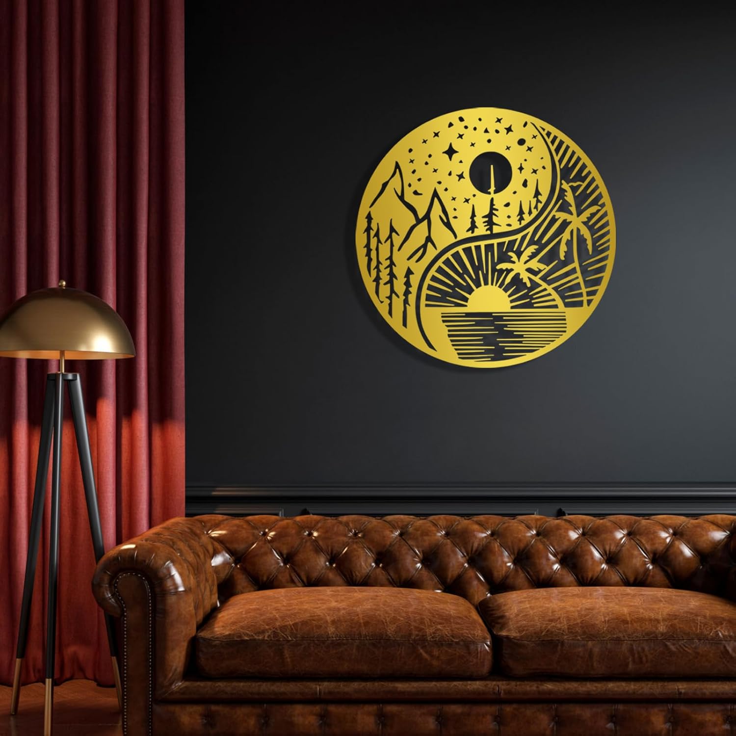 Ying Yang Sun and Moon Metal, decoración de pared de metal Yin Yang, Sun Moon Metal, decoración de pared de metal, sol y luna, arte de pared de