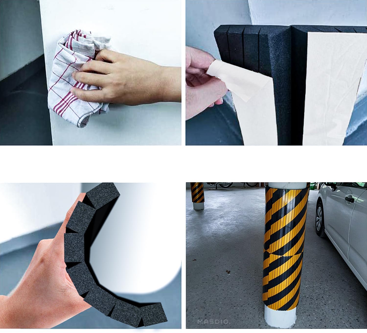 Garage Smith GWP06 – Protector de pared de espuma para pared de garaje, protector de esquina para estacionamientos, protector reflectante de borde
