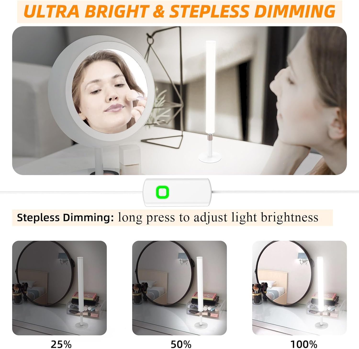 MY BEAUTY LIGHT Luces LED de tocador para espejo, regulables y de temperatura de color cambiables, luces LED de maquillaje de altura ajustable de 24