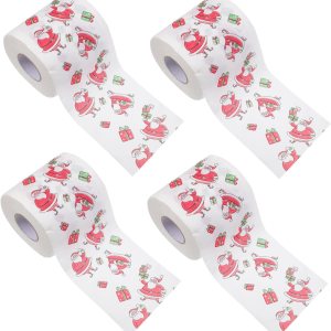 NOLITOY 4 rollos de papel higiénico de Navidad, servilleta de Navidad para cocina, relleno de calcetines de Navidad, toalla de cocina desechable, NOLITOY 4 rollos de papel higiénico de Navidad, servilleta de Navidad para cocina, relleno de calcetines de Navidad, toalla de cocina desechable,