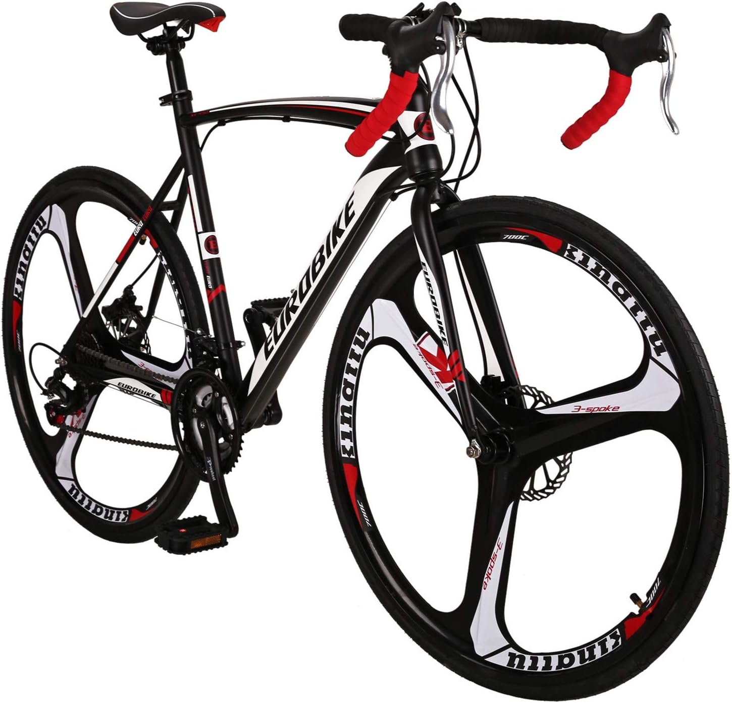 EUROBIKE Bicicleta de carretera,Ruedas 700C Frenos de disco de 21 velocidades,Bicicleta para hombre o mujer,Marco de 21.3 in19.3 in