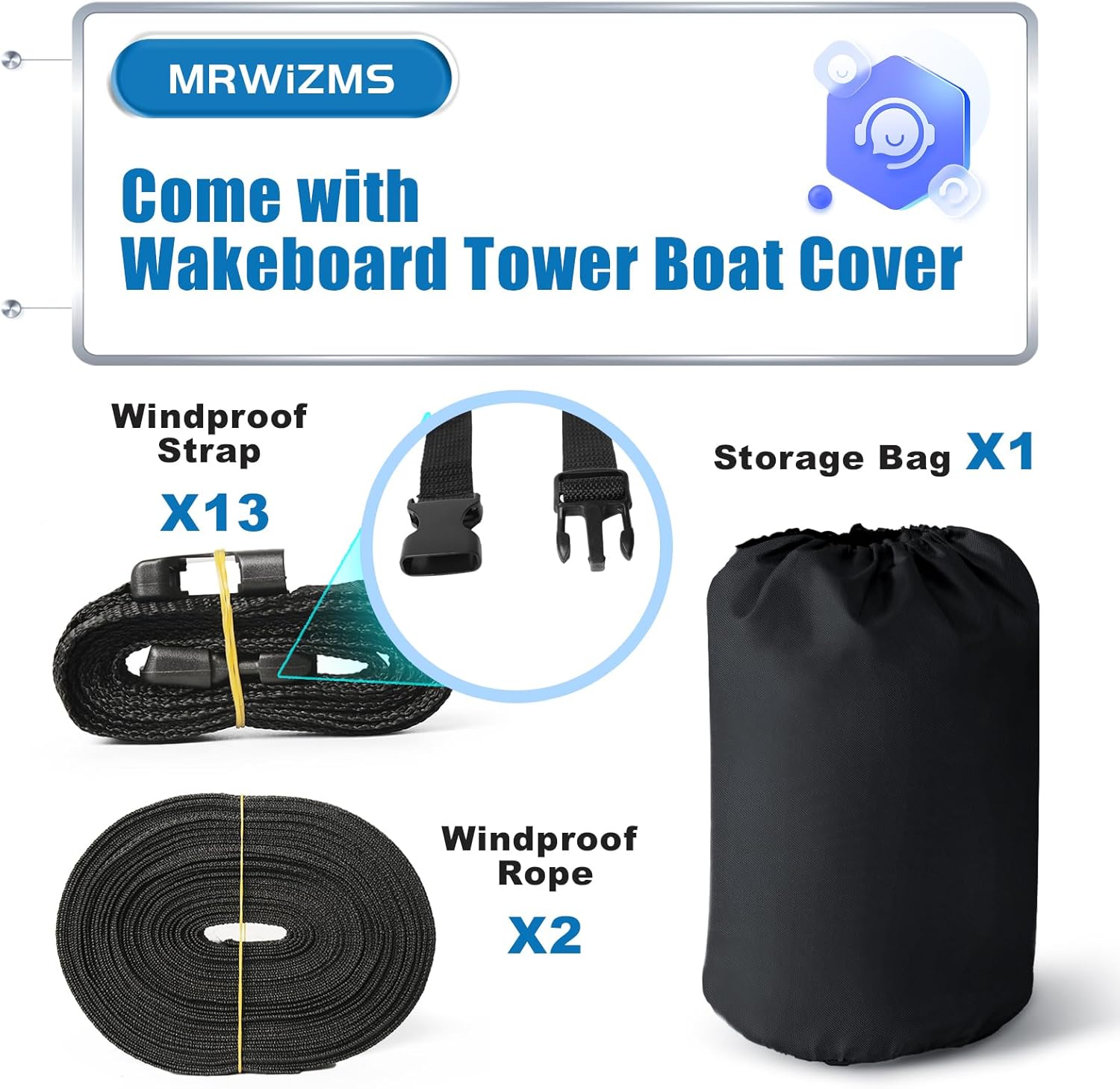 Wakeboard – Cubierta para lancha de torre, resistente 100% impermeable, para torneo de pesca, lancha de torneo de pesca, con cubierta de lancha de