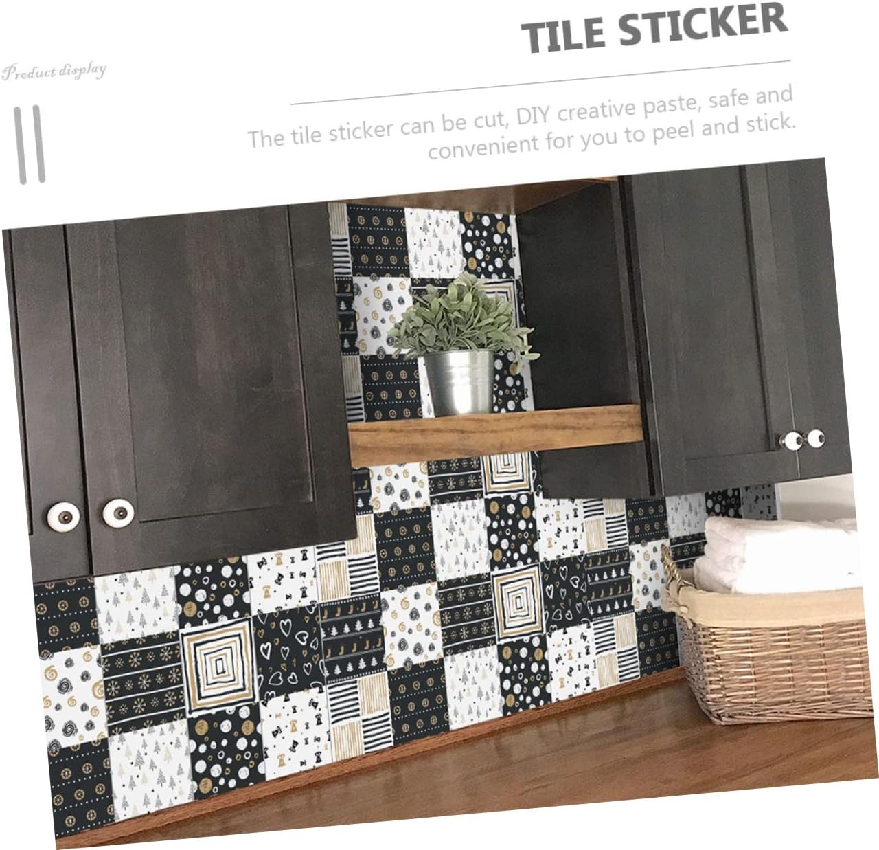 DOITOOL 240 Pcs Wall Sticker Housewarming Gift Peel and Stick Self Adhesive Tile Decals Removable Tile Sticker Home Decoration Retro Decor Stickers