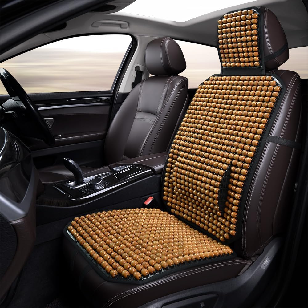 Fundas de asiento con cuentas, cojín de asiento de cuentas de madera de diseño ergonómico, almohadillas transpirables y refrescantes para