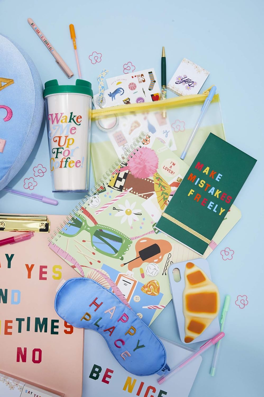 ban.do Ultimate Planner – Juego de accesorios de oficina lindos, estuche para lápices con calcomanías de planificador y accesorios (amarillo)