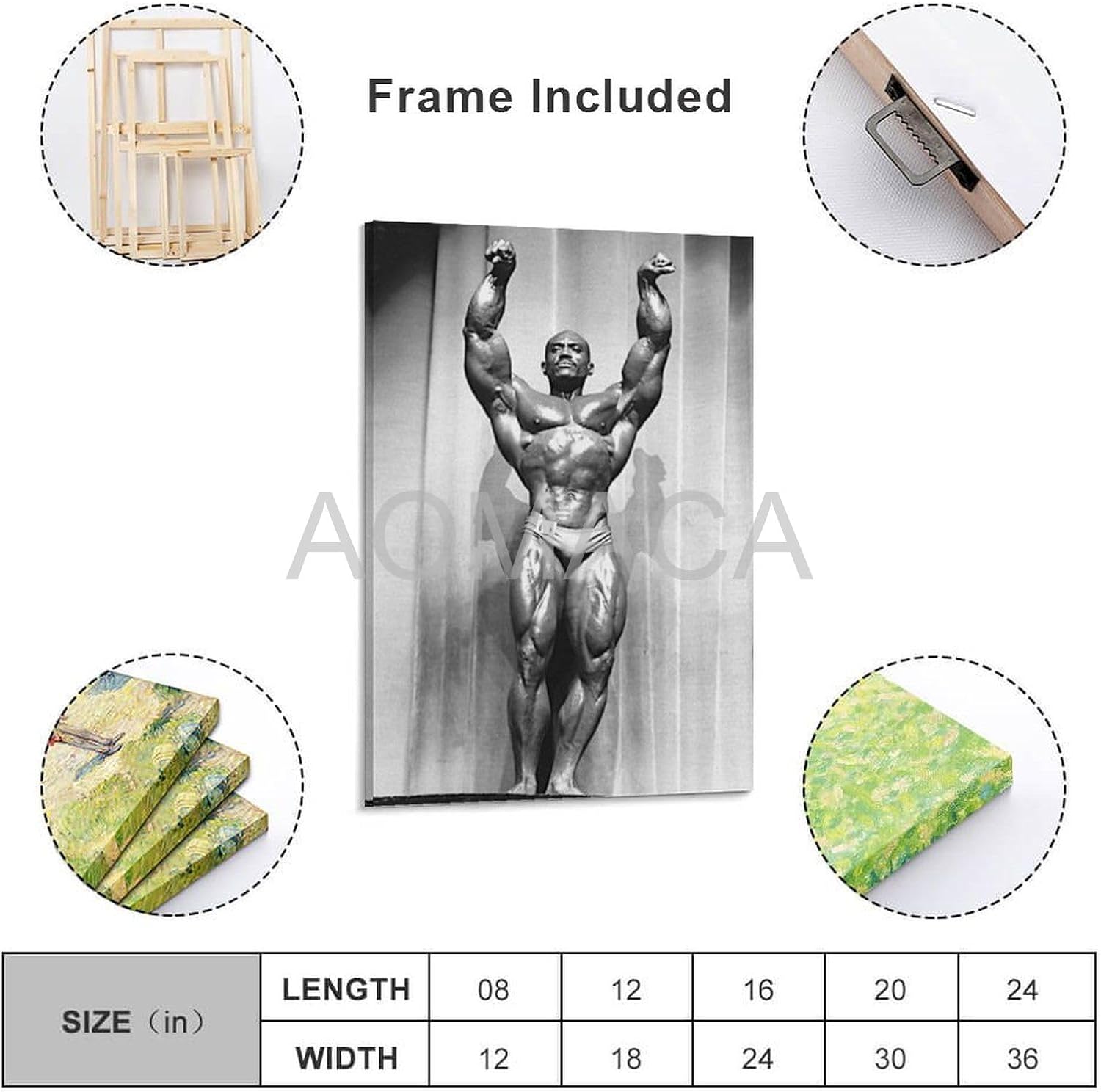 MOJDI Póster de Sergio Oliva para culturista, 4 pósteres e impresiones de pintura en lienzo para decoración de sala de estar, dormitorio, 20 x 30