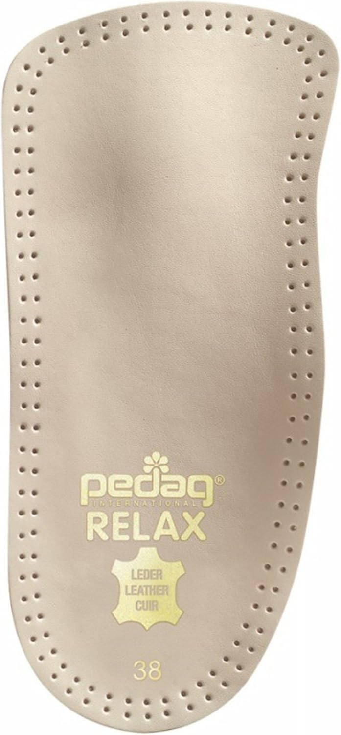 Pedag 127128 Relax Plantilla de piel con forma anatómica de 34 de longitud, con talón de látex flexible, soporte de arco y almohadilla metatarsiana,