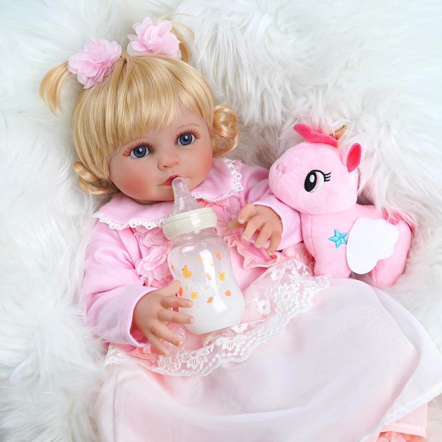 ADFO DreamyDolly – Muñecas de bebé recién nacidas, detalles realistas de cara y cuerpo, sensación de bebé real, piel suave y cuerpo, muñecas