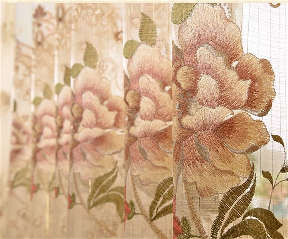 Cortina de gasa con diseño de flores en bordado europeo con ranura para cortinero Cortina romántica para ventana, para dormitorio o villa Permite el