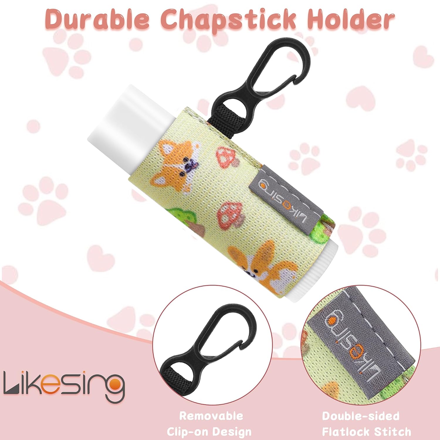 Soporte para llavero, soporte para bálsamo labial, bolsa de manga para lápiz labial con clip, brillo de labios elástico, regalos para amigos,