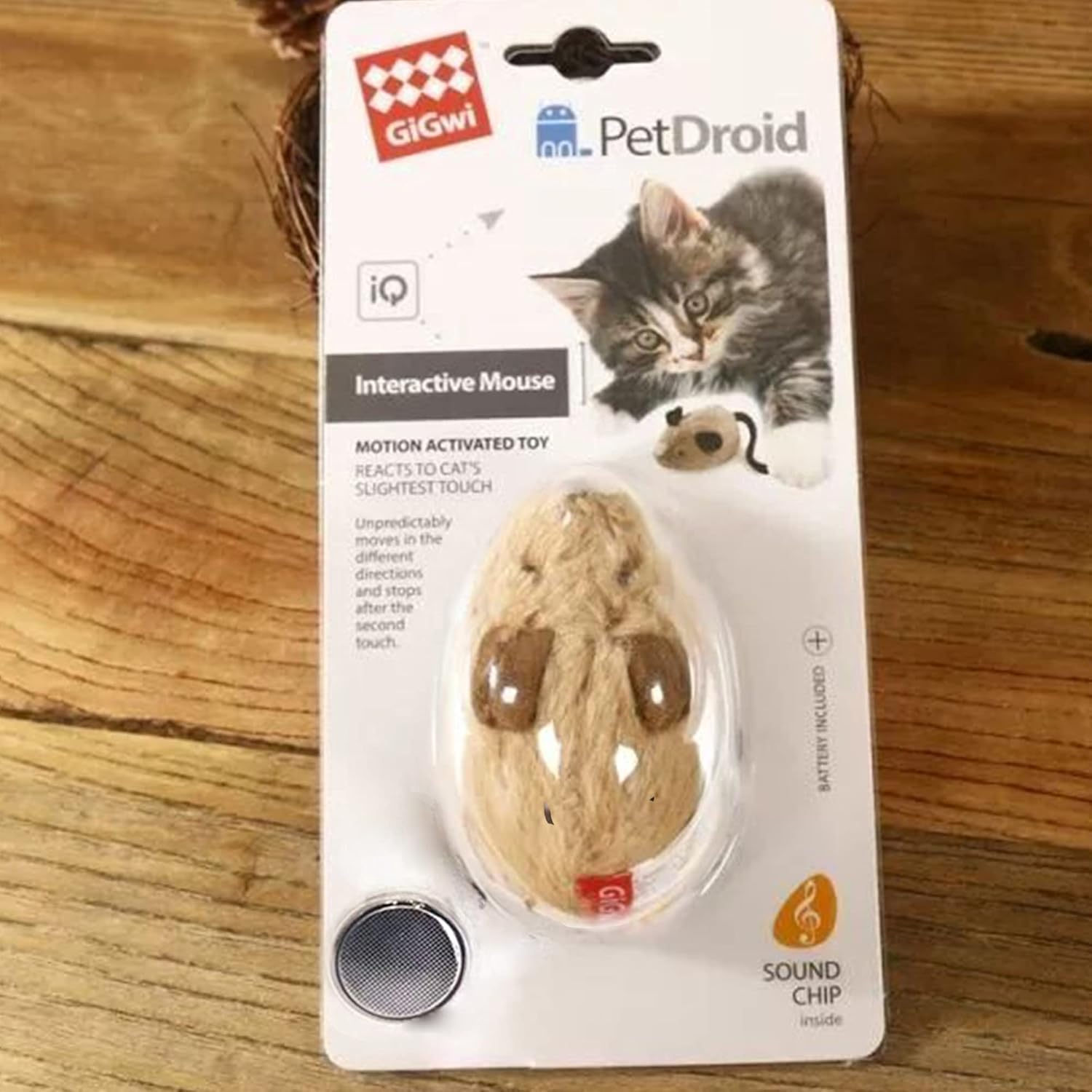 Vealind GiGwi – Juguetes interactivos para gatos, ratones móviles con sonido chirriante realista (café)