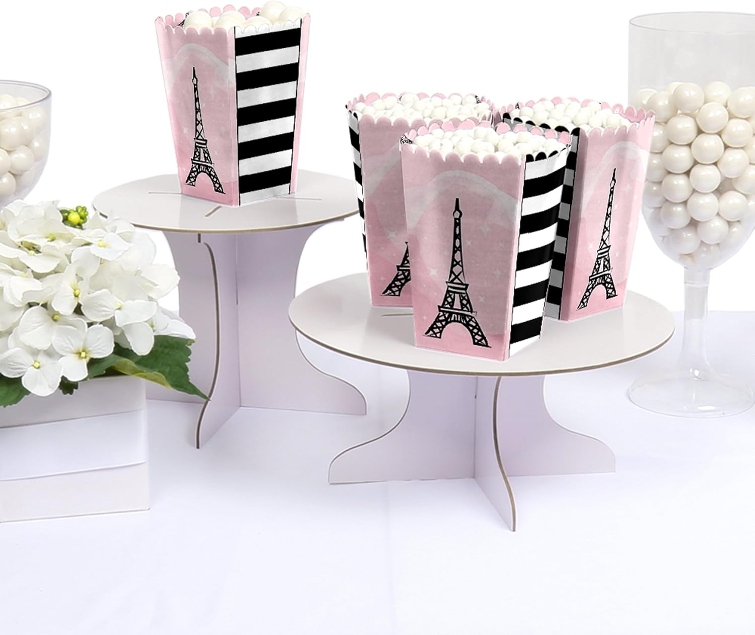 Big Dot of Happiness Paris, Ooh La – Juego de 12 cajas de palomitas de maíz con temática de baby shower o fiesta de cumpleaños