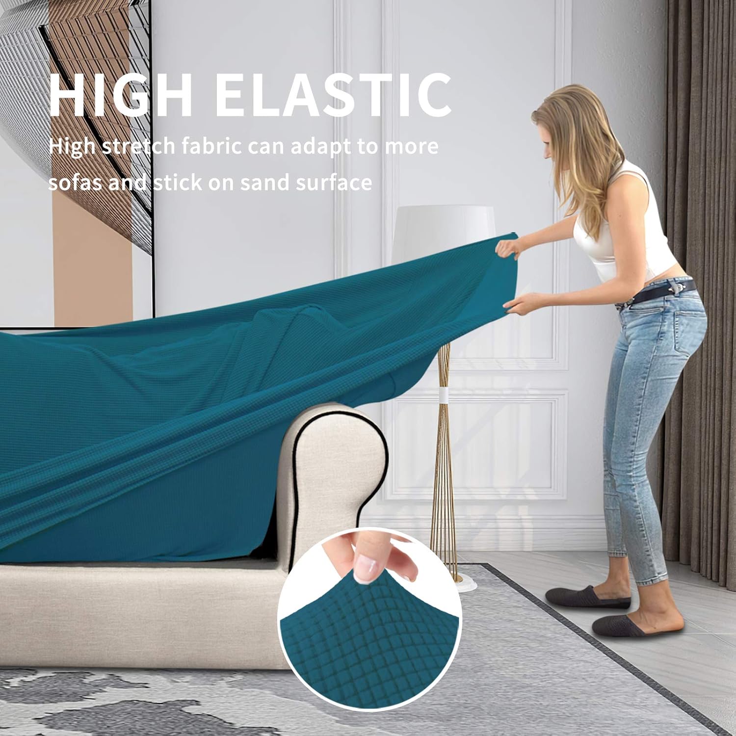 Easy Going – Funda elástica para sofá de dos plazas, para perros, lavable para sofá, para 2 cojines separados, tela elástica, Jacquard, protector de