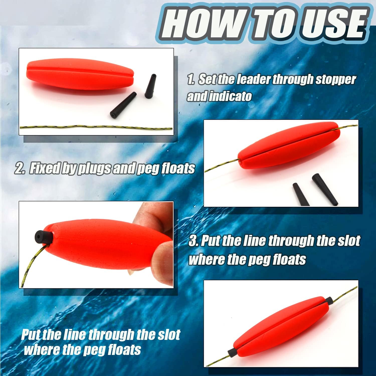 SEAOWL Flotadores de clavijas ranuradas, flotadores de pesca para bagre, bobber de espuma de cigarros de pesca para plataforma Santee, 1.5, 2, 2.5,