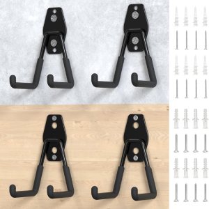 HUHOLE Ganchos de garaje resistentes de 4 piezas, ganchos de pared de garaje, ganchos colgantes de garaje para bicicleta, escalera, artículos HUHOLE Ganchos de garaje resistentes de 4 piezas, ganchos de pared de garaje, ganchos colgantes de garaje para bicicleta, escalera, artículos