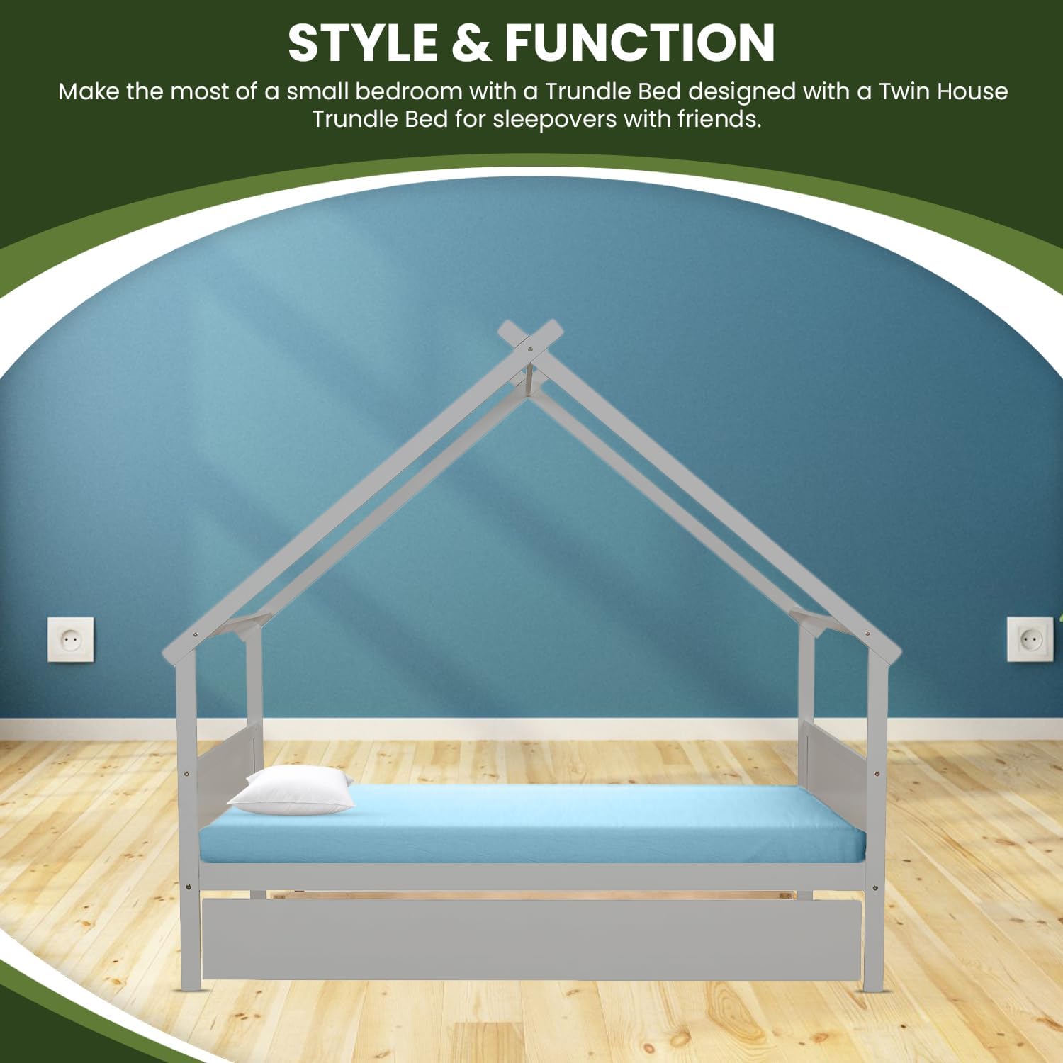 Hanway Cama nido individual  Doble funcionalidad que ahorra espacio, diseño elegante, perfecta para habitaciones de niños (gris)