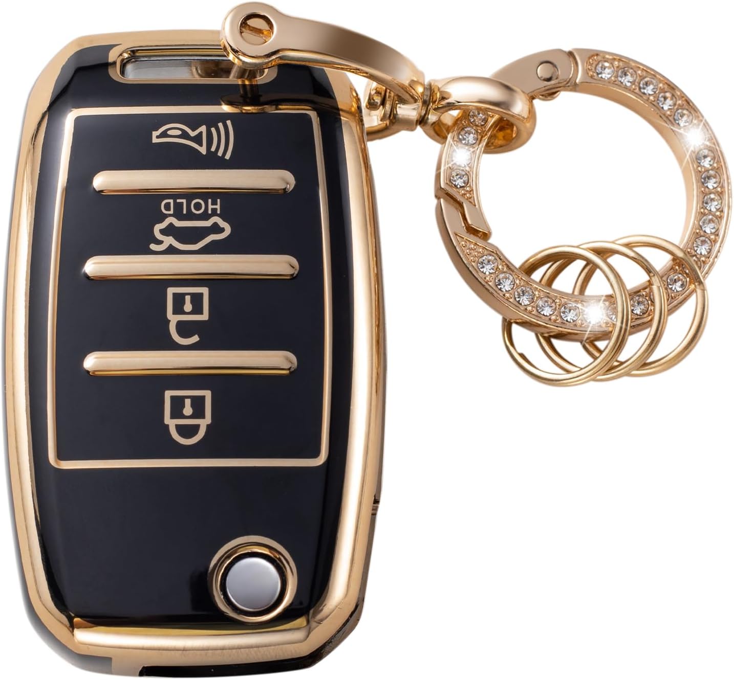 Gematay Funda para llavero Kia con llavero, compatible con Kia Sorento Sportage Rio Soul Forte Optima Carens Picanto Smart Key Fob, negro, Negro –