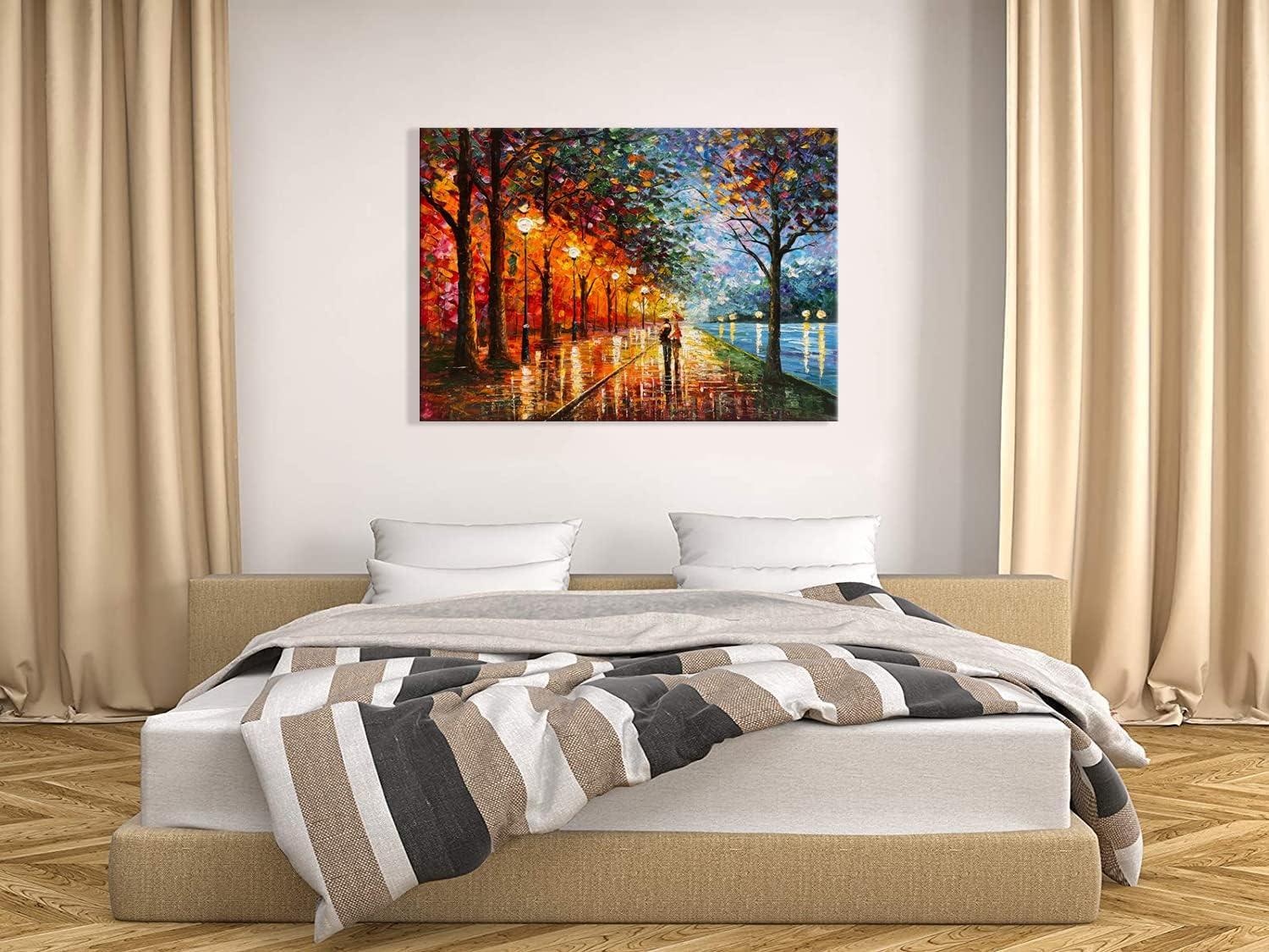 Alenoss Pinturas abstractas en lienzo 3D modernas al óleo sobre lienzo de 28 x 40 pulgadas, arte de pared colorido contemporáneo para parejas, arte
