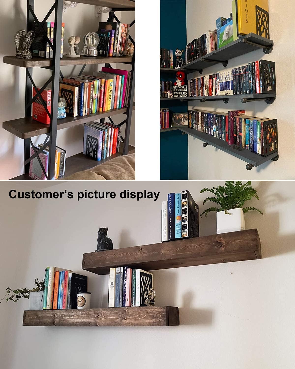 MSDADA Sujetalibros, sujetalibros, extremos de libros para estantes, sujetalibros para oficina, tapón de metal para libros, soporte de estante de