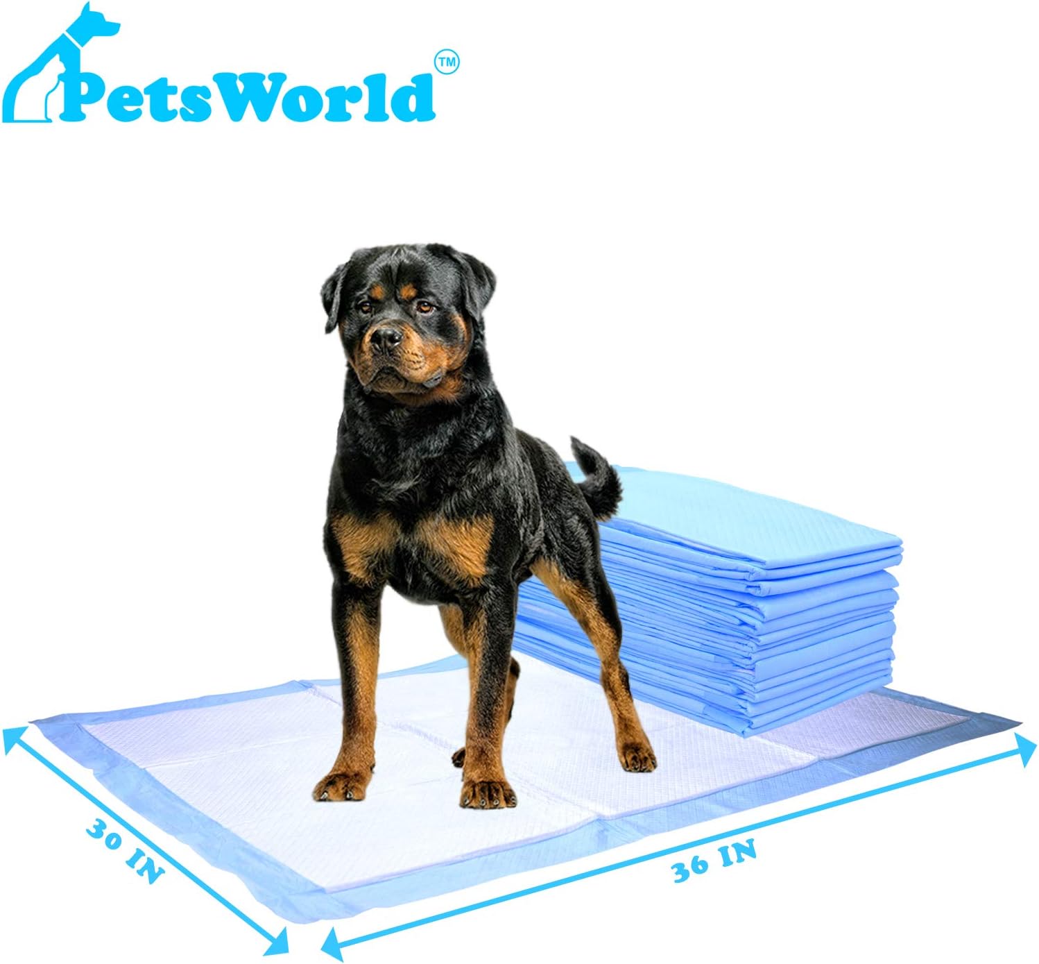 PETSWORLD Almohadillas extragrandes para orinal para perros, eliminadoras de olores de 30 x 36 pulgadas, 200 almohadillas para orina para mascotas,