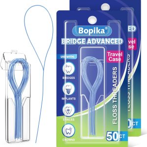 Bopika Enhebradores de hilo dental para frenos, puentes e implantes 100 unidades Bopika Enhebradores de hilo dental para frenos, puentes e implantes 100 unidades
