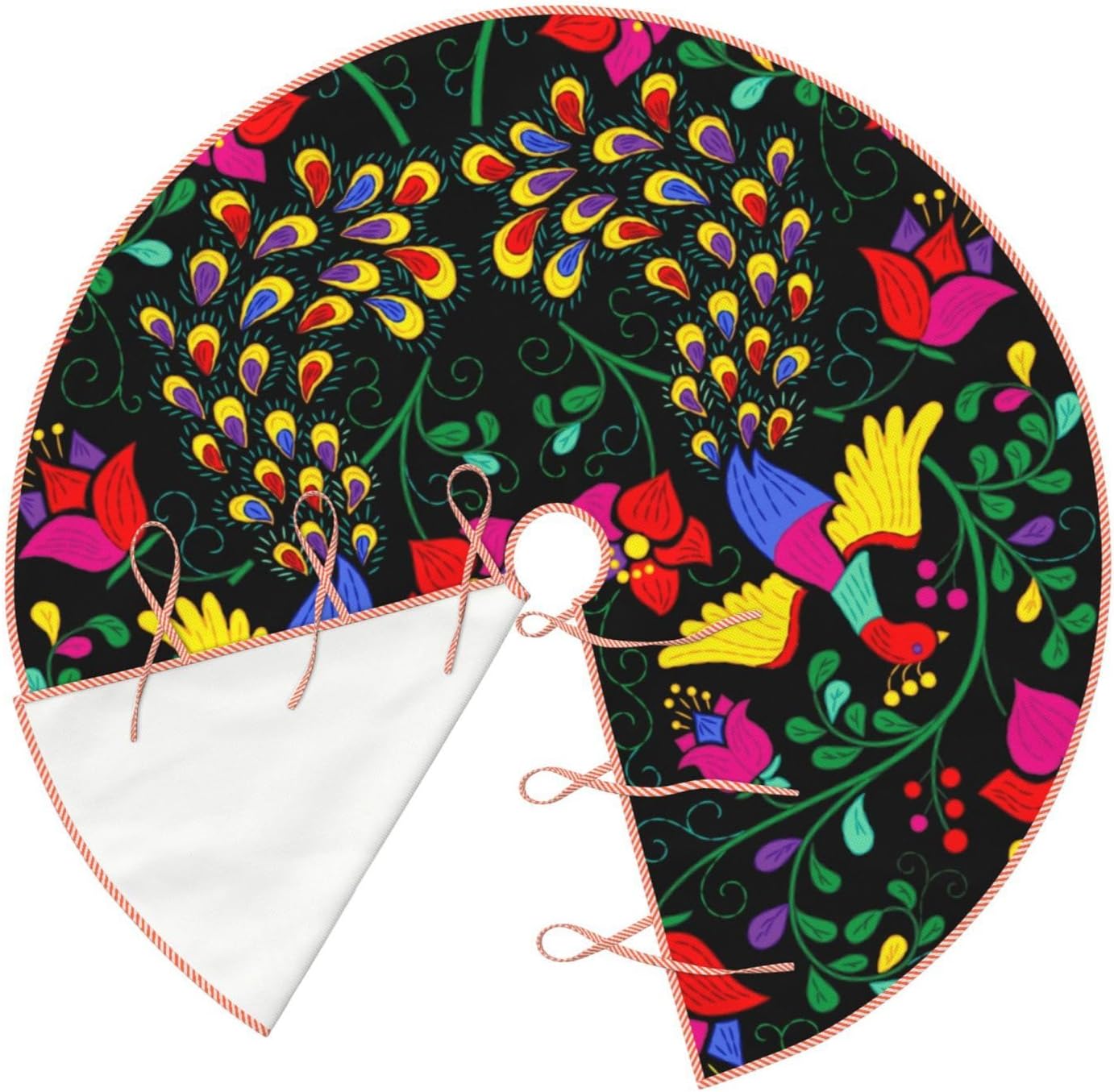 MIZIBAO Falda de árbol de Navidad de 36 pulgadas estilo mexicano de lino sintético rústico para Navidad, Año Nuevo, decoración de fiestas