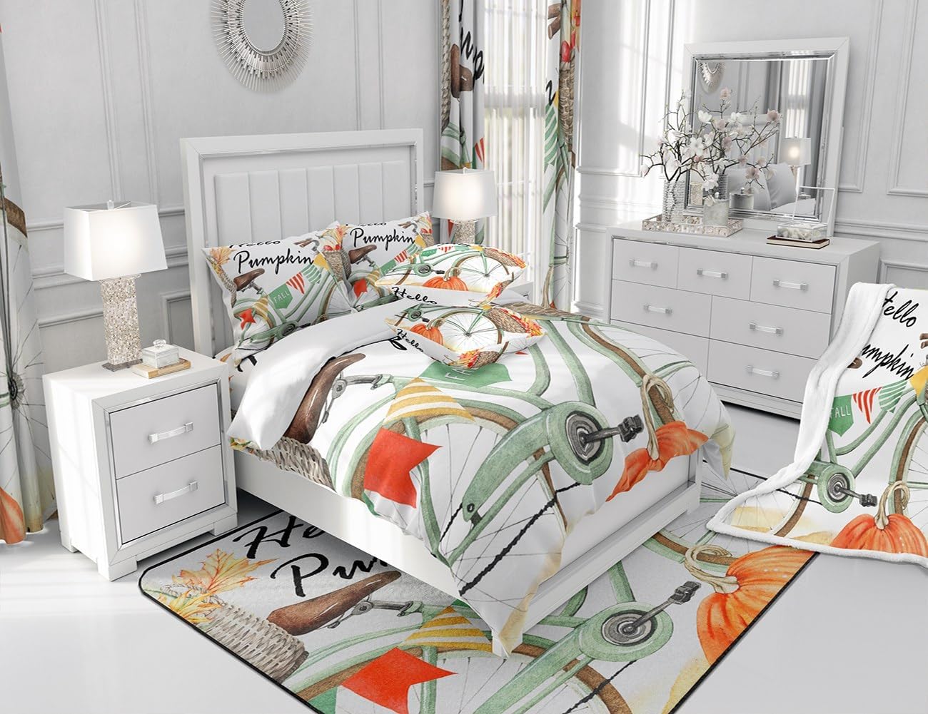 Juego de ropa de cama de otoño para niñas y niños, tamaño matrimonial, juego de funda de edredón de Acción de Gracias, decoración de habitación,