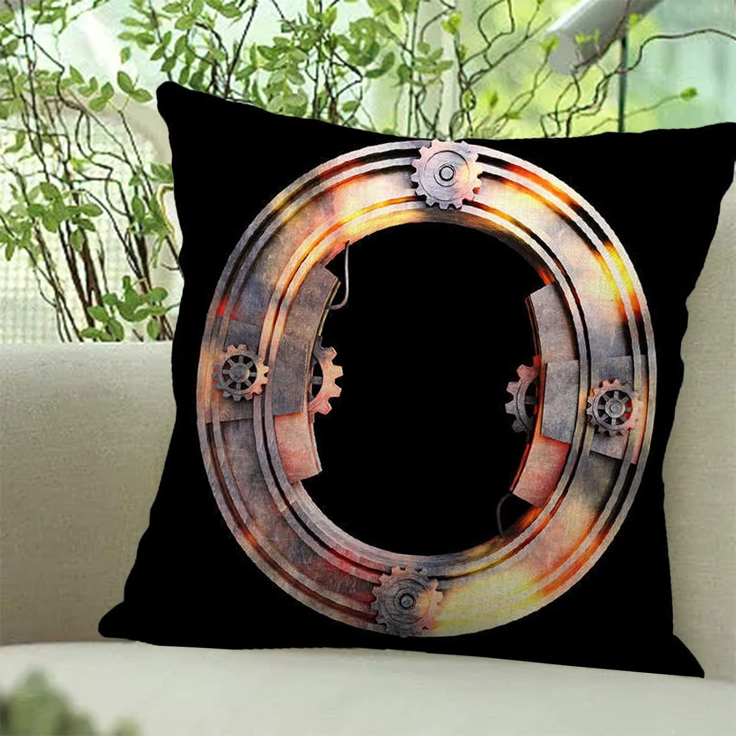 Fundas de almohada familiares con apellido inicial, de Navidad, 26 letras para el hogar, sofá, funda de almohada de lino, 18 x 18 pulgadas