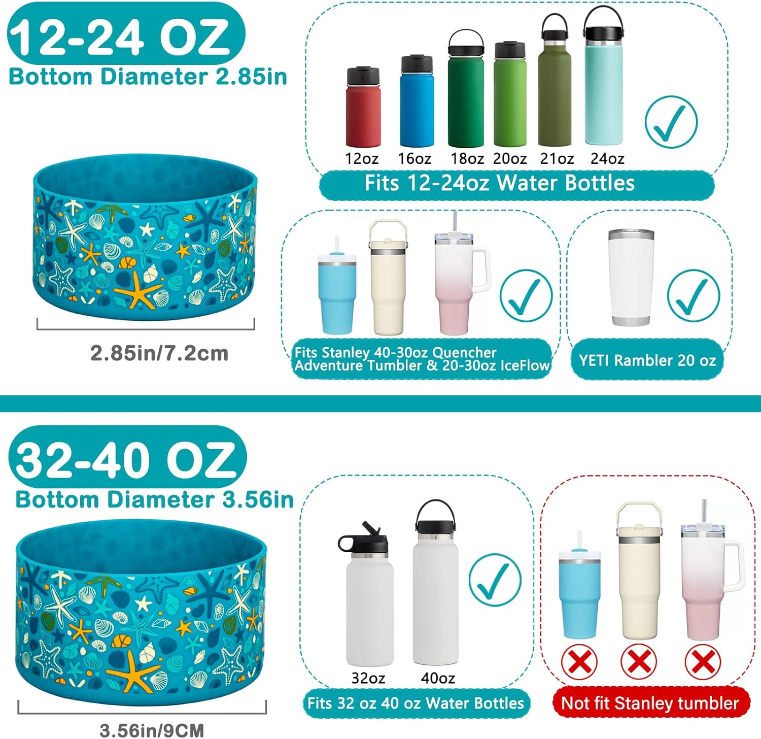 HEYSKAY Base protectora de silicona para funda de maletero de 12 a 40 onzas para vaso Stanley Hydro Flask, Yeti, Simple Modern, accesorios para