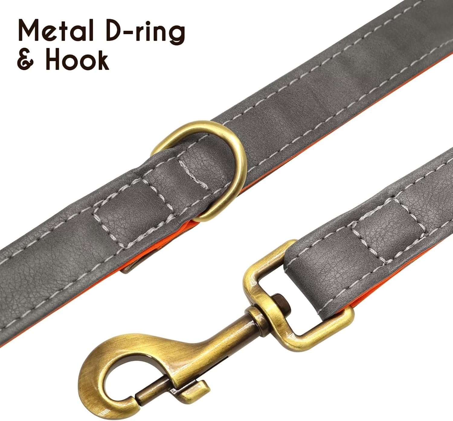 Beirui Collar de perro de cuero genuino personalizado y juego de correa, collar de perro de cuero acolchado suave con herrajes de metal duraderos