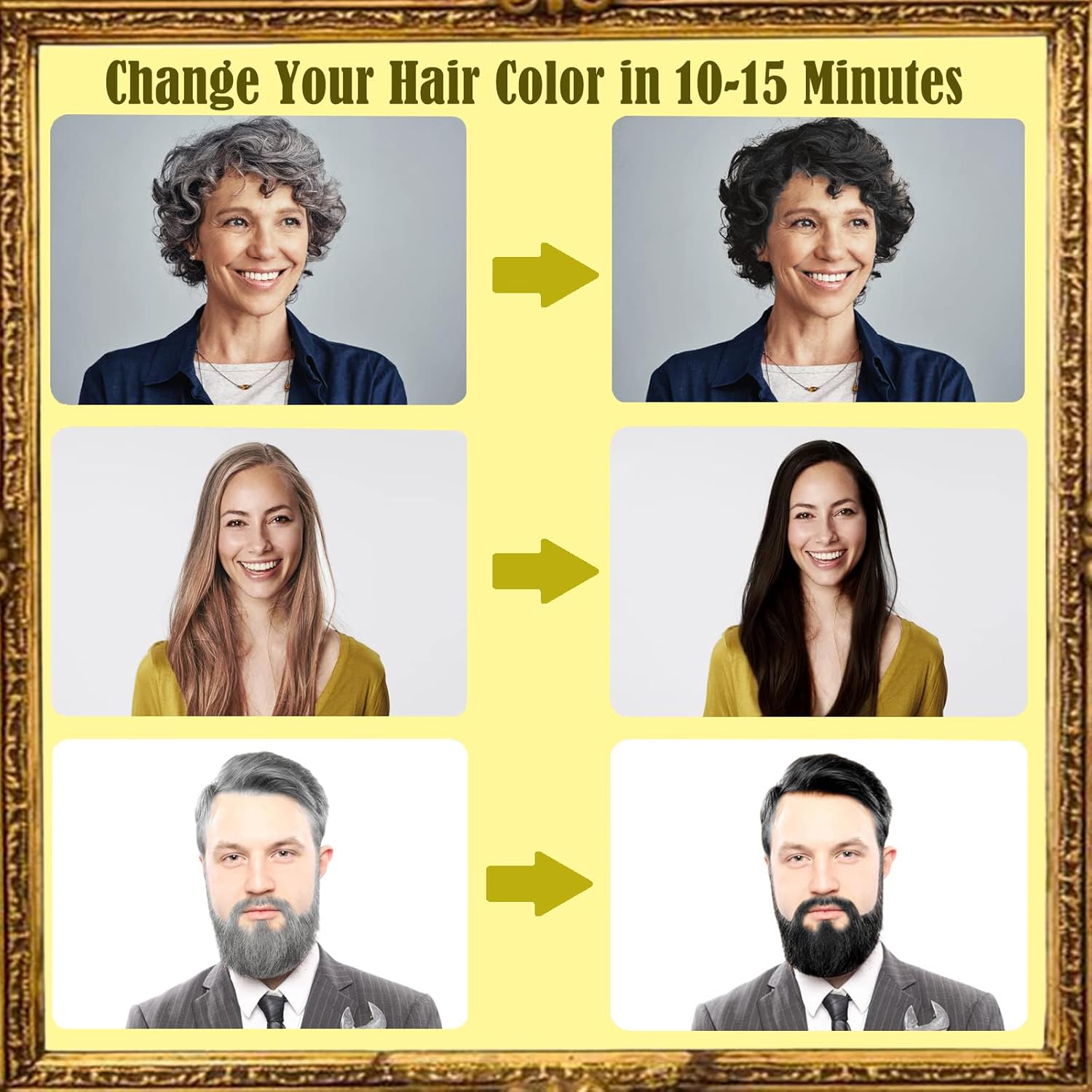Champú de color castaño rubio – Champú de tinte para cabello castaño instantáneo 3 en 1 para mujeres y hombres, champú marrón a base de hierbas de