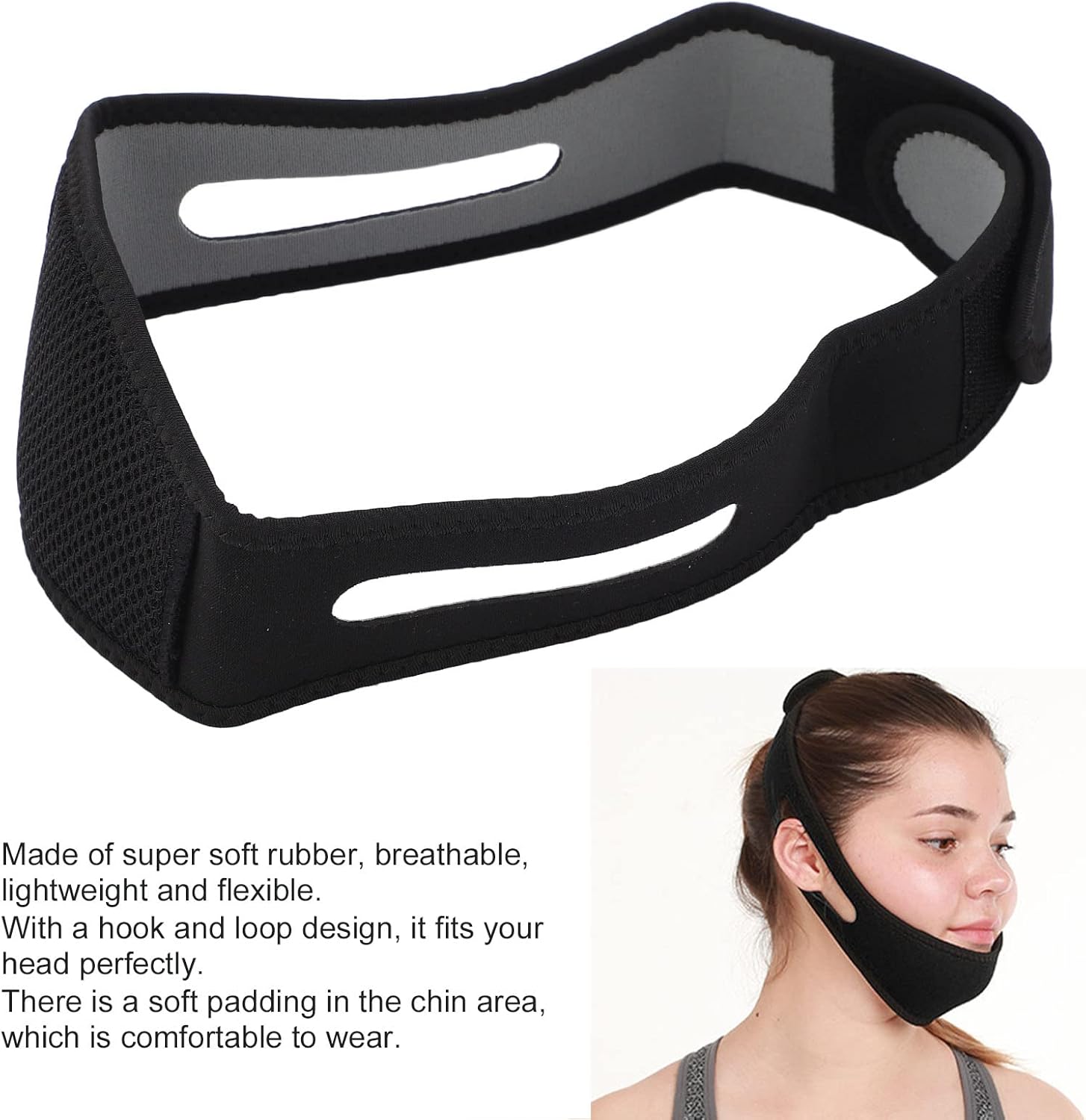 CPAP – Correa de barbilla anti ronquidos para usuarios de CPAP, cinturón de soporte de mandíbula ajustable, correa de levantamiento de barbilla