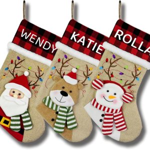Lcyawer Medias de Navidad personalizadas con nombre, calcetín de Navidad de 18 pulgadas con ciervo, Papá Noel, muñeco de nieve, regalos de Lcyawer Medias de Navidad personalizadas con nombre, calcetín de Navidad de 18 pulgadas con ciervo, Papá Noel, muñeco de nieve, regalos de