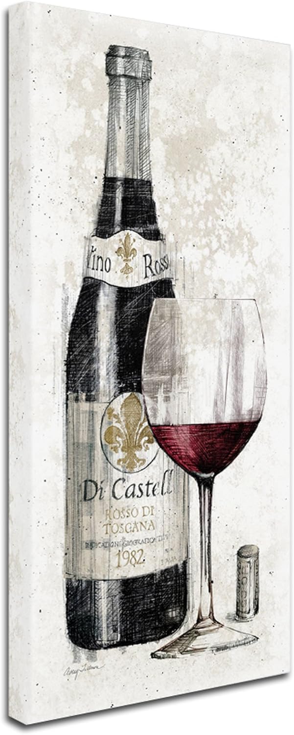 Arte de arte de lápiz vino I por Avery Tillmon, 24 x 47 pulgadas, lienzo para pared