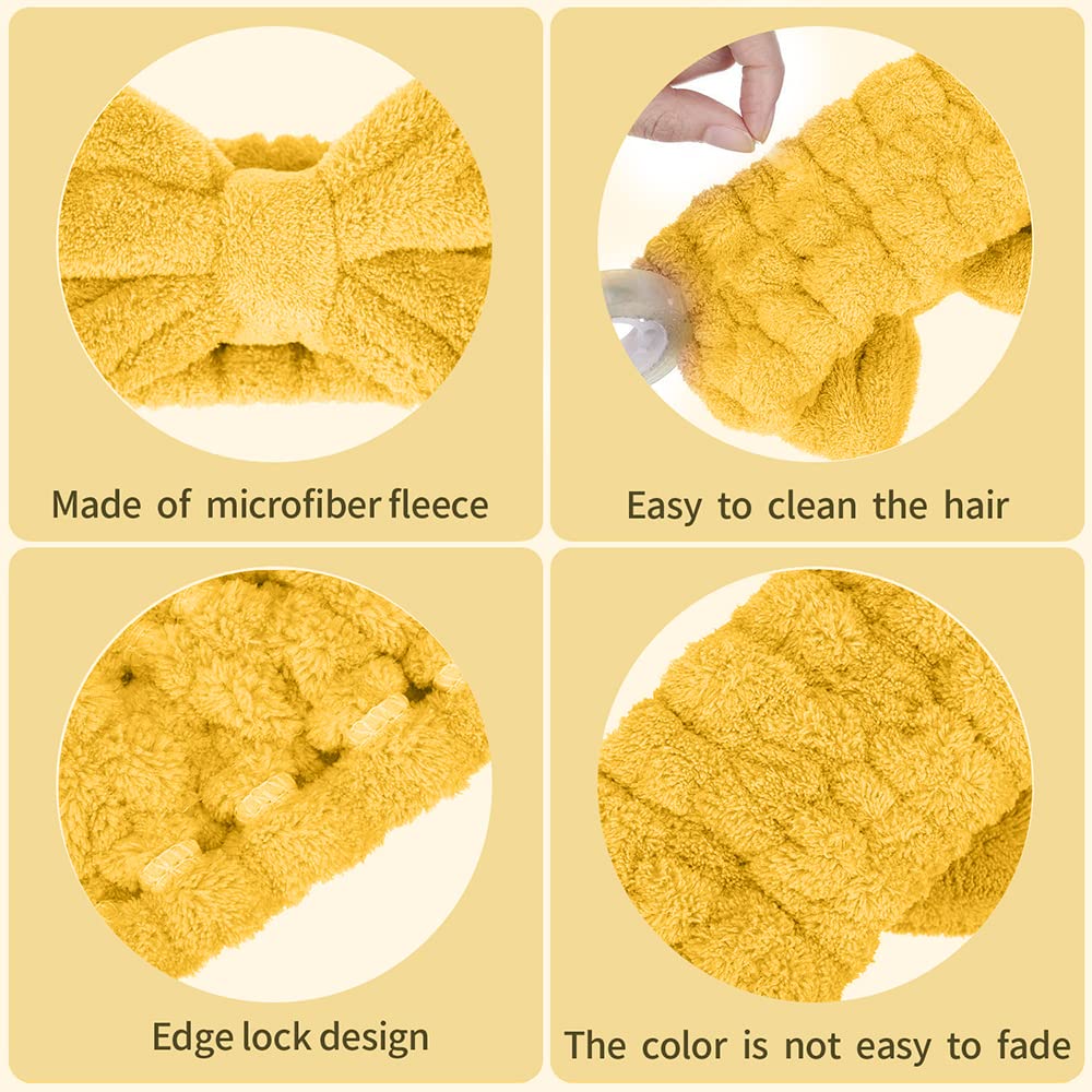 Diadema de spa  Paquete de 3 bandas para el cabello con lazo para mujer, diademas de maquillaje facial suave de vellón coral elástico para la