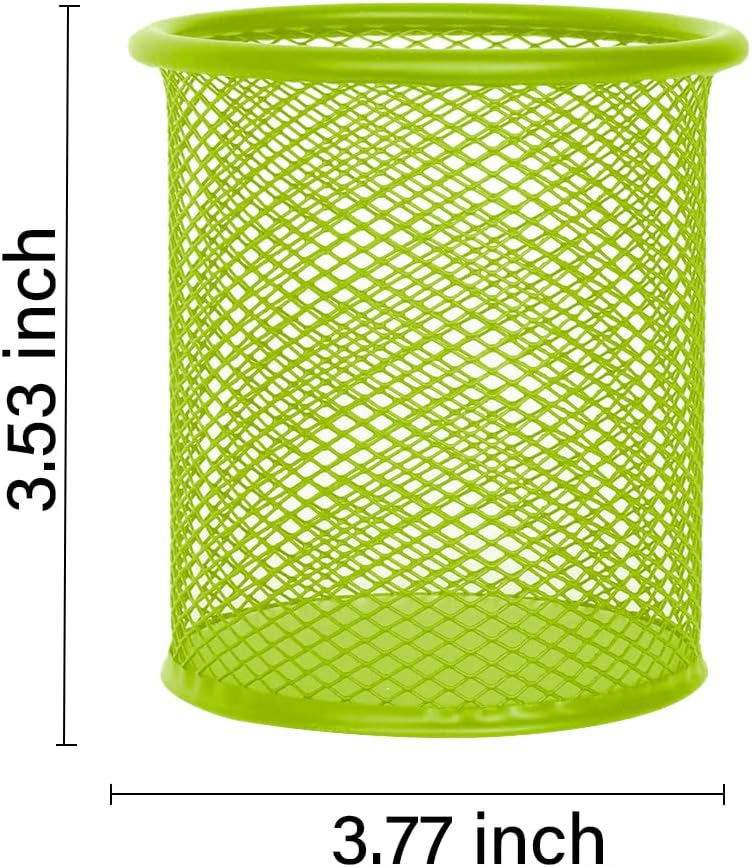 UNIYO Portalápices de malla – 4 bolígrafos de metal organizan vasos para lápices (verde)