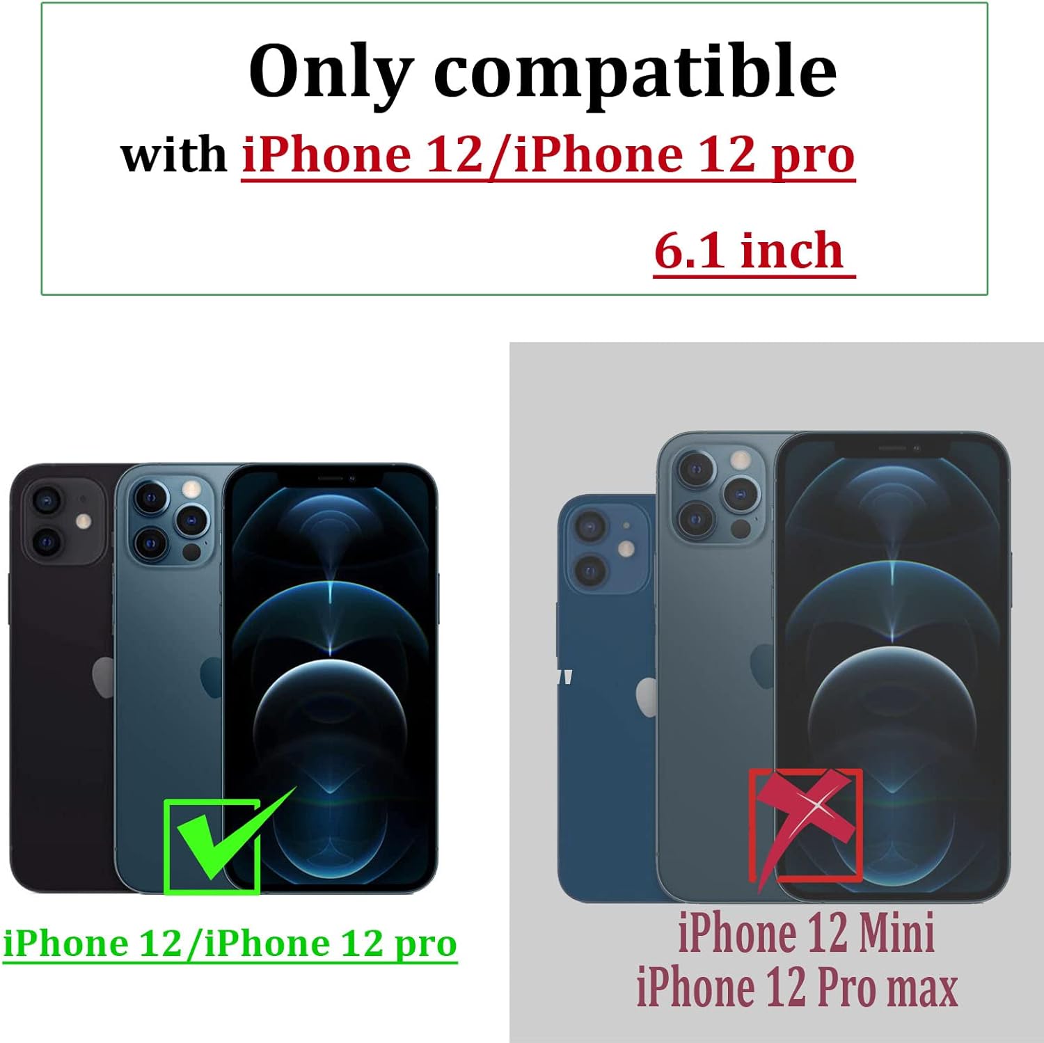 KRHGEIK Funda diseñada para iPhone 12 para mujer, funda protectora de piel sintética en relieve, correa magnética para la muñeca, soporte para