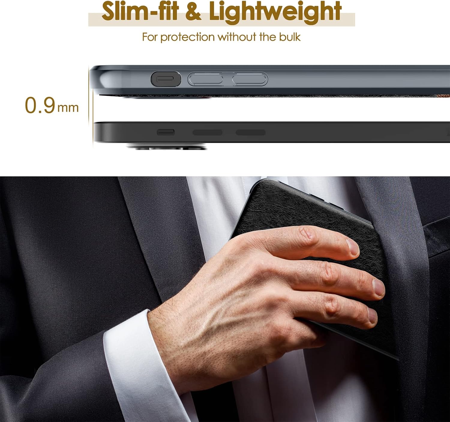 LOHASIC Funda de cuero para iPhone 12 Propara iPhone 12, delgada, de lujo, de poliuretano, suave, antideslizante, a prueba de golpes, antiarañazos,