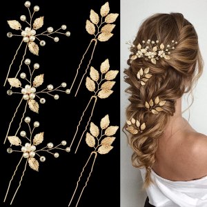 6 horquillas para el pelo de boda para novia, hoja dorada, perlas de cristal, pinzas para el cabello, accesorios vintage para el cabello, joyería 6 horquillas para el pelo de boda para novia, hoja dorada, perlas de cristal, pinzas para el cabello, accesorios vintage para el cabello, joyería