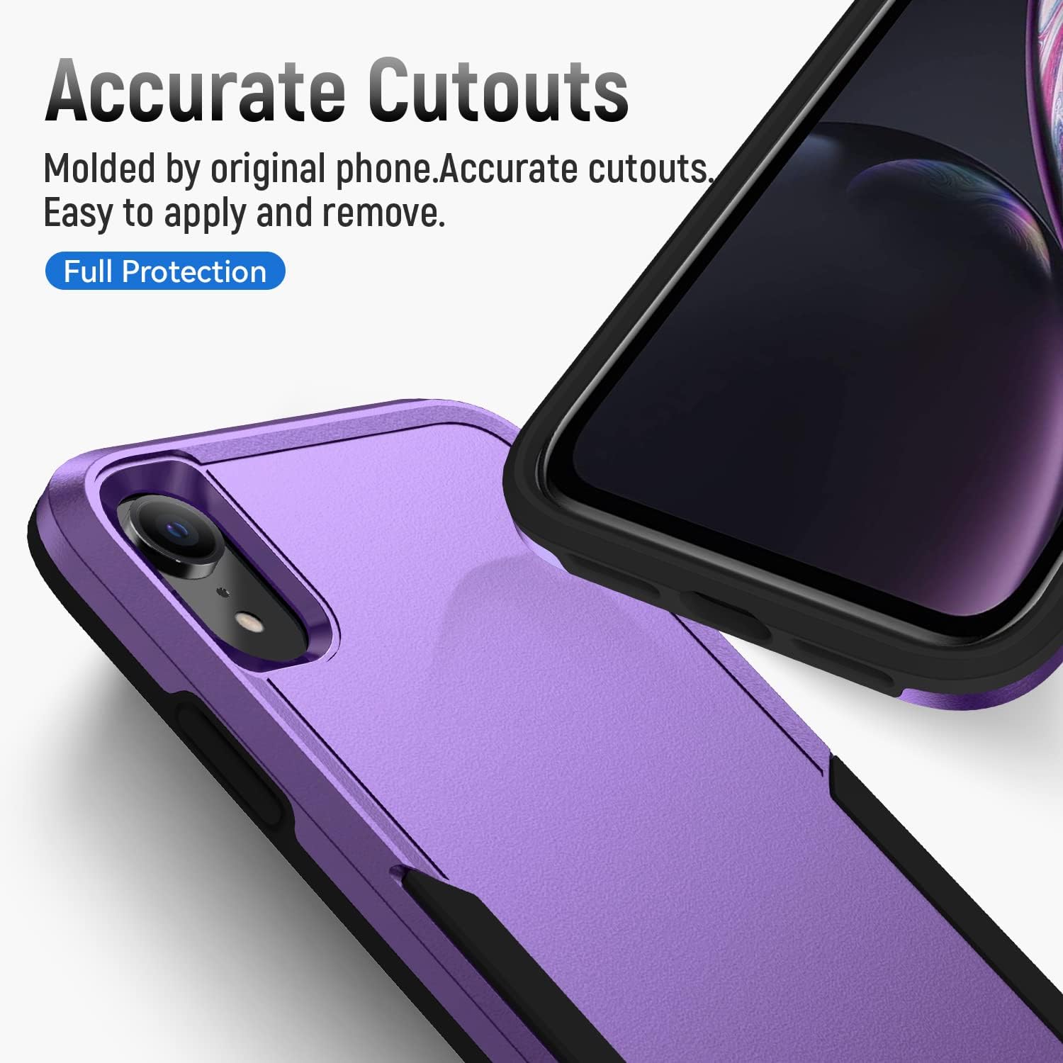 Asuwish Funda para iPhone XR 6.1 con protector de pantalla de vidrio templado y delgada híbrida de cuerpo completo para iPhone XR iPhone10R i Phonex