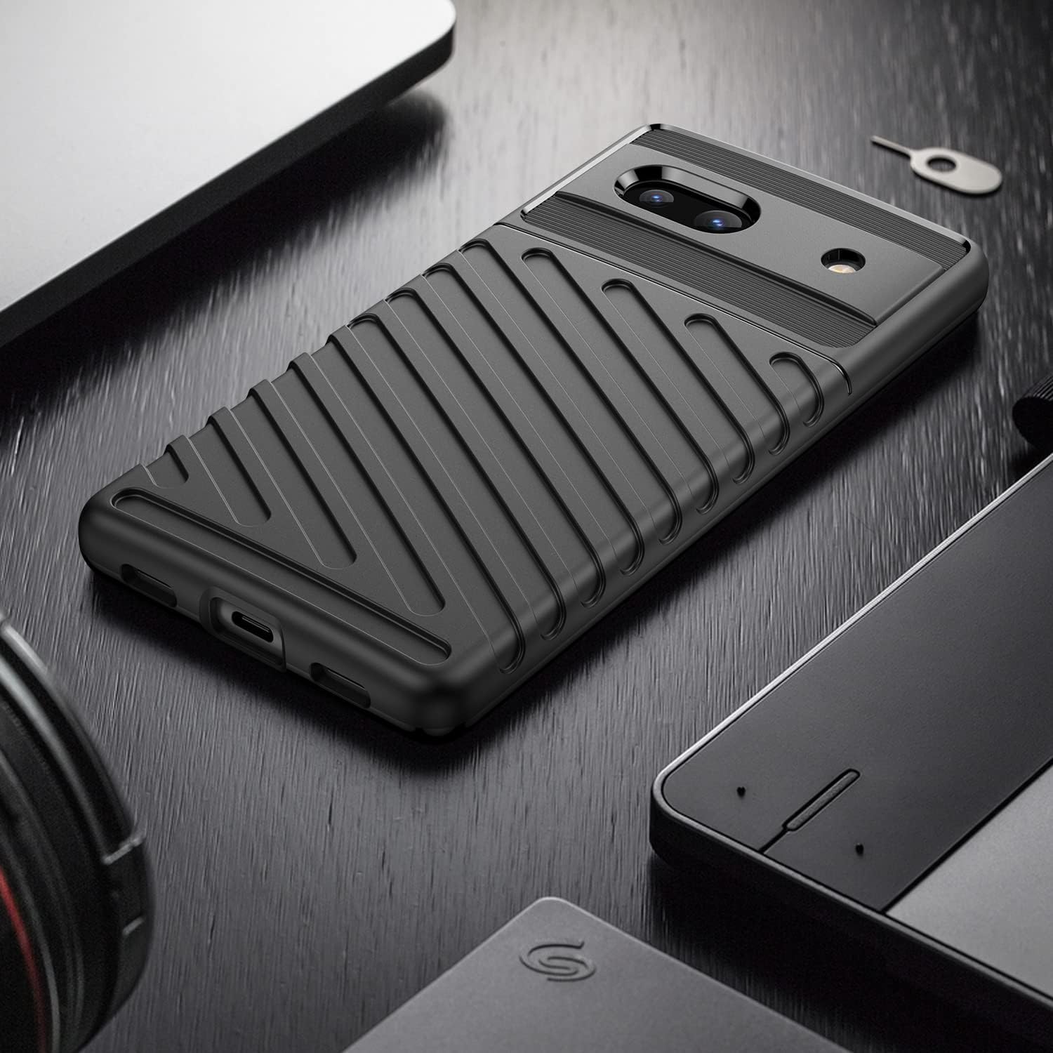 Funda para Google Pixel 7A 5G, silicona suave y delgada, fibra de carbono, antiarañazos, a prueba de golpes, flexible, de goma fina, TPU,
