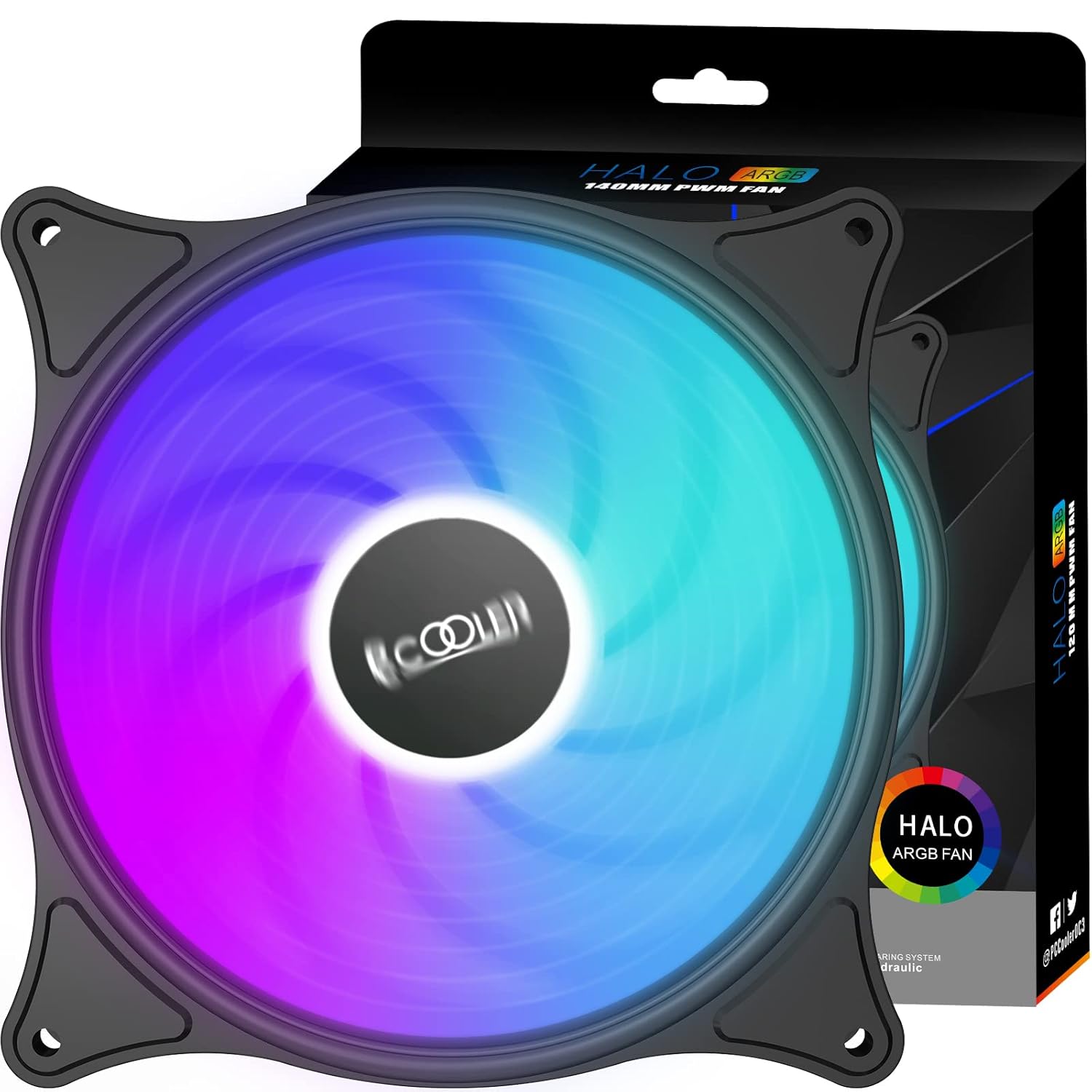 PcCOOLER Ventilador de caja de 4.724 in serie Dawn, ventiladores silenciosos LED RGB – Personalizaciones avanzadas de iluminación con 7 colores y 10